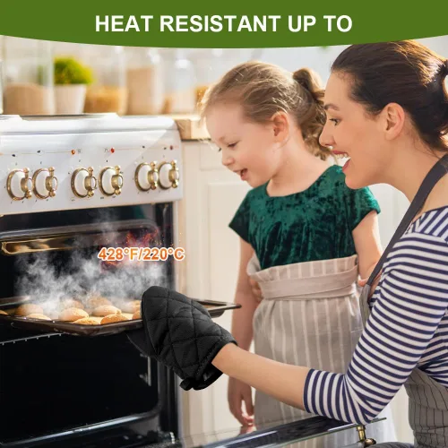 Vista 4 de AUAUY Mini manoplas para horno, 2 manoplas de horno pequeñas de 428.0 °F/428°F resistentes al calor con superficie antideslizante y guantes de lazo