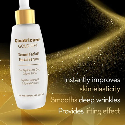 Vista 3 de Cicatricure Gold Lift - Suero facial con efecto lifting para cara, cuello y pecho, cuidado de la piel antienvejecimiento, hidratante, reafirmante