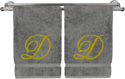 Vista 222 de Toalla de mano con monograma, regalo personalizado, 16 x 30 pulgadas, extra absorbente, 100% algodón turco, acabado de rizo suave, para baño, cocina