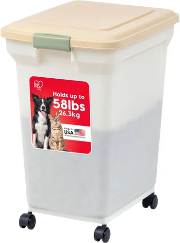Vista 26 de Contenedor hermético para almacenamiento de alimentos Iris Premium, Bronceado, pequeño Wheels for Mobility, Airtight Seal, BPA-Free, Best for Bird