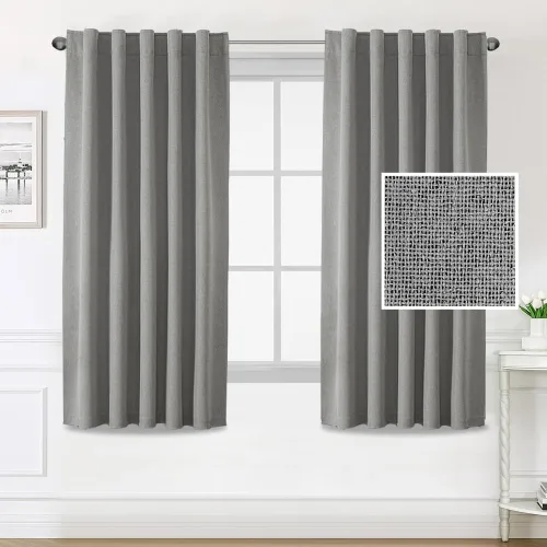 Vista 32 de H.VERSAILTEX Cortinas 100% opacas con aspecto de lino para dormitorio, cortinas de bloqueo de luz con doble cara de lino con pestaña trasera