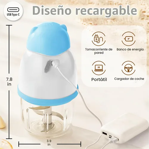 Vista 3 de Fabricante de alimentos para bebés, procesador de alimentos inalámbrico Azul