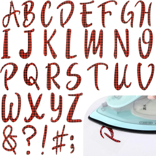 Vista 8 de Outus 279 Piezas Letras Navideñas para Planchar de 1.5 Pulgadas A-Z Letras de Transferencia de Flocado Adhesivos Letras de Flocado para Planchar