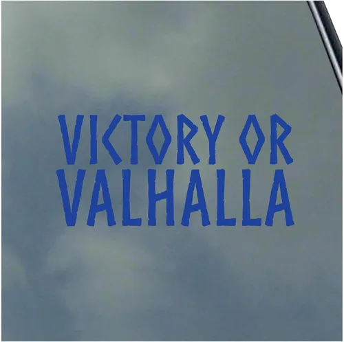 Vista 5 de Adhesivo de vinilo Victory or Valhalla Viking Asatru Thor Loki Runic Symbol Find Your Way Negro