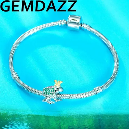 Vista 4 de GEMDAZZ Dijes temáticos de animales en plata de ley 925, bonito oso polar 3D, rana, cigarra, mariquita, abeja, libélula para pulseras europeas