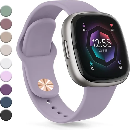 Vista 22 de Correa compatible con Fitbit Sense 2 / Sense Bands, Fitbit Versa 4 / Versa 3 bandas para mujeres y hombres, correa de repuesto de silicona suave
