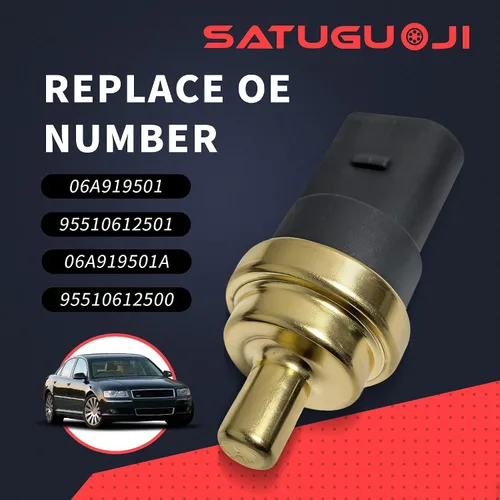 Vista 2 de 06A919501A Sensor de temperatura del refrigerante Sensores de interruptor del motor con 1 abrazaderas compatibles con Audi A3 A4 A6 Q7 S5 S6 TT