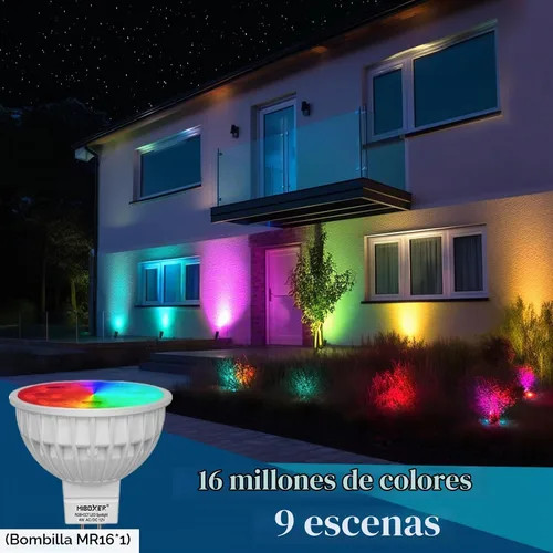 Vista 2 de Iluminación de paisaje RGB iYogaled, foco al aire libre, control remoto