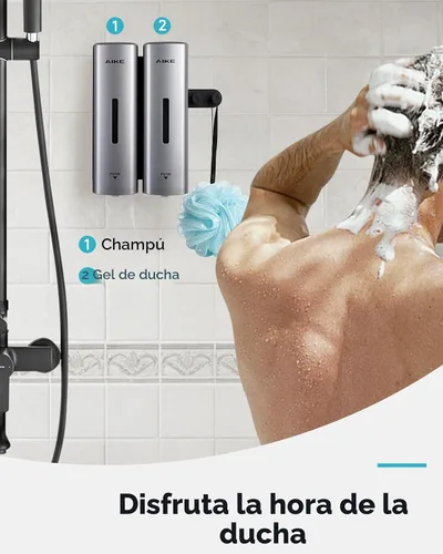 Vista 5 de AIKE Dispensador de champú y acondicionador de ducha de 2 cámaras para baño Plata