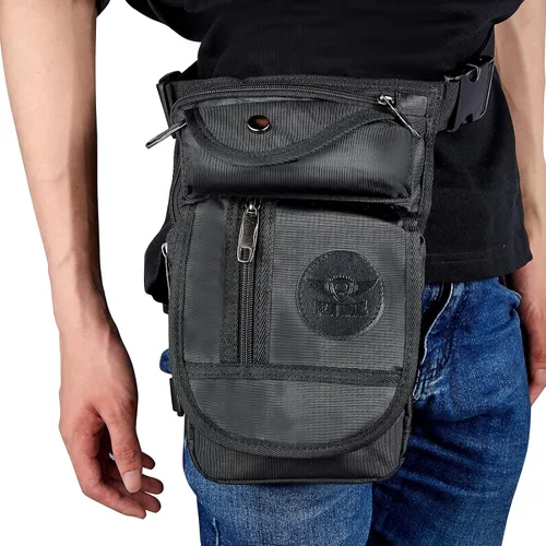 Vista 6 de Bolsa de pierna caída, bolsa de muslo para mujeres y hombres, bolsa táctica para piernas, bolsa de muslo, riñonera de muslo para motocicleta, bolsa
