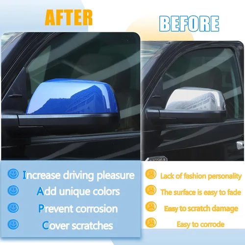Vista 2 de Adhesivo ABS para cubierta de espejo retrovisor lateral exterior compatible con Toyota Tundra 2007-2021 Crew Max Sequoia 2008-2020 Accesorios