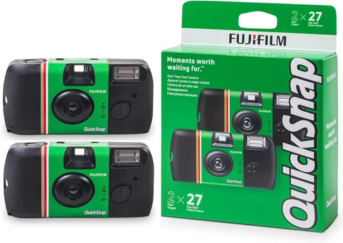 Vista 2 de Cámara de película Fujifilm QuickSnap Flash 400 de un solo uso de 35mm con flash, 27 exposiciones, paquete de 8