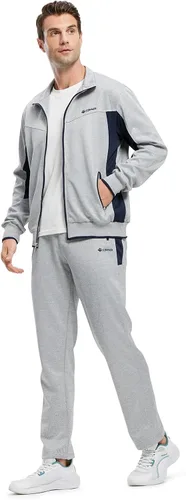 Vista 3 de Rdruko Conjunto deportivo de 2 piezas para hombre, para correr, gimnasio, ropa deportiva