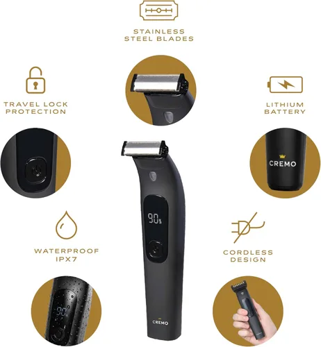 Vista 4 de Cremo Body Hair Trimmer for Men, Cordless Groin & Ball Trimmer, IPX7