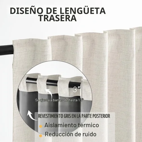 Vista 5 de MIULEE Cortinas 100% opacas de 84 pulgadas de largo de lino, cortinas y drapeados, juego de 2 paneles para dormitorio, pestaña trasera, sala de Beige