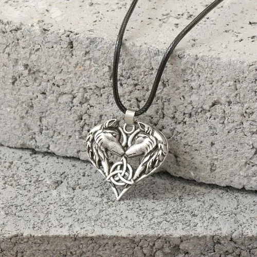 Vista 3 de HAQUIL Viking Jewelry - Collar con colgante de cuero para parejas de lobo para hombres y mujeres, 19.7 pulgadas, Metal