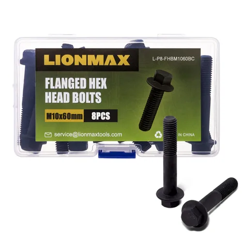Vista 9 de LIONMAX Pernos de cabeza hexagonal con brida, pernos hexagonales de brida M6 x 0.472 in Roscas completas, acabado de óxido negro, resistencia a