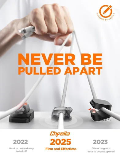 Vista 3 de Clips de cable - Chfeila Organizador de cables de resorte dual más reciente con cierre de gancho, paquete de 6 [máxima estabilidad] Gestión
