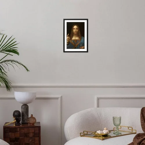 Vista 3 de ART Impresión artística de Salvator Mundi sobre marco negro por Leonardo Da Vinci, 16 x 22 pulgadas