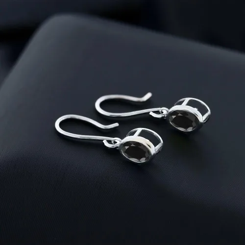 Vista 143 de Gem Stone King Aretes colgantes de plata de ley 925 de 0.276 x 0.197 in con piedra natal ovalada de alambre francés para mujer