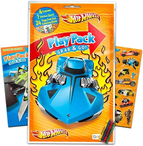 Vista 3 de Hot Wheels Party Favors Pack ~ 6 Hot Wheels Play Packs Filled with Stickers, Coloring Books, Crayons, and Beach Kids Loot Bags (Hot Wheels Supplies)