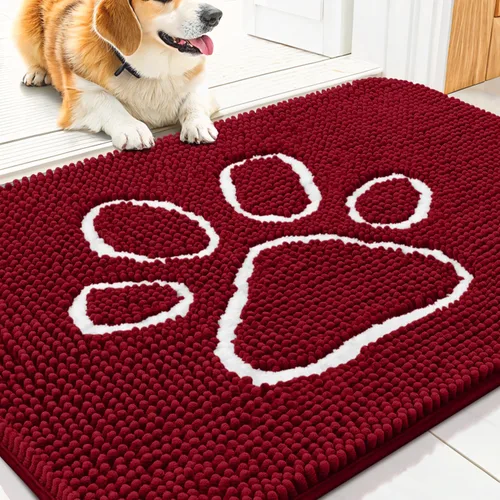 Vista 88 de Smiry Tapete para puerta de perro para patas fangosas, absorbente y Gris y negro