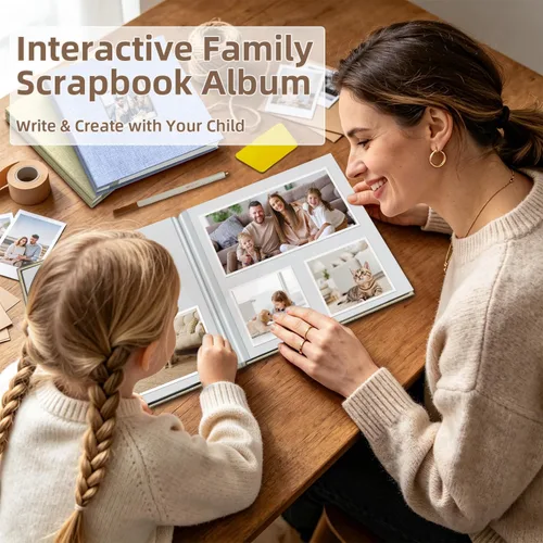 Vista 2 de popotop Álbum de fotos autoadhesivo con ventana de visualización de imágenes, kit de suministros de bricolaje para álbum de recortes de 40 páginas