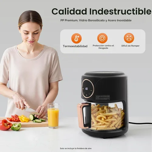 Vista 2 de Freidora de aire de vidrio 4.44Qt, cesta de vidrio de borosilicato