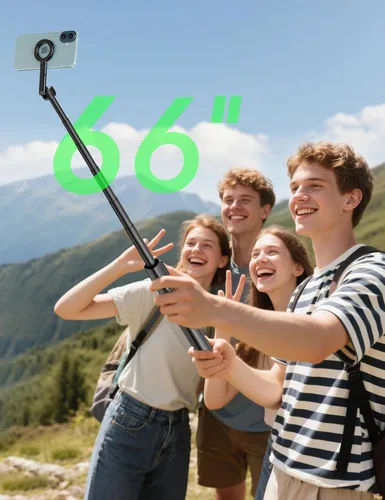 Vista 9 de Takerers Trípode magnético para selfie stick de 66 pulgadas para iPhone Magsafe, 360° de aluminio giratorio fuerte magnético para teléfono celular