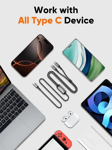 Vista 4 de CableCreation Cable USB C 2 en 1, 4 pies de largo 6 pies USBC a USB C dual, USB C 140 W Max PD carga tipo C divisor para iPhone 16/15, MacBook