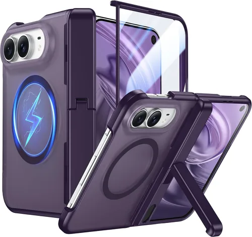 Vista 136 de Temdan Funda para Samsung Galaxy Z Fold 8, compatible con MagSafe, protector de pantalla HD integrado y función atril, protección de bisagra Negro