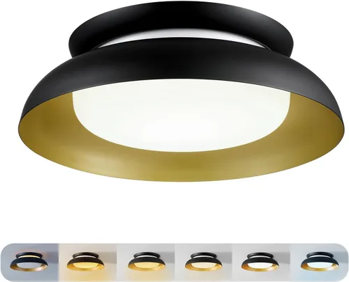 Vista 9 de GLOBE Electric 60309 Lámpara de techo de montaje empotrado de 2 luces, negro mate, acentos de latón antiguo, pantalla de vidrio esmerilado