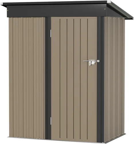 Vista 21 de Greesum Cobertizo de almacenamiento para exteriores de 3 x 3 pies, cobertizo de metal con cerradura para patio trasero, piscina, patio y Negro