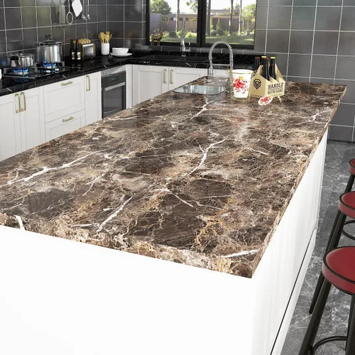 Vista 7 de Livelynine - Papel tapiz de diseño mármol marrón oscuro