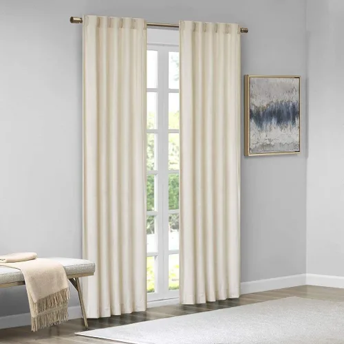 Vista 23 de Cortinas opacas con bolsillo para barra, para oscurecer la habitación, con aislamiento térmico, para sala, comedor, sala de estar, abiertas, 100%