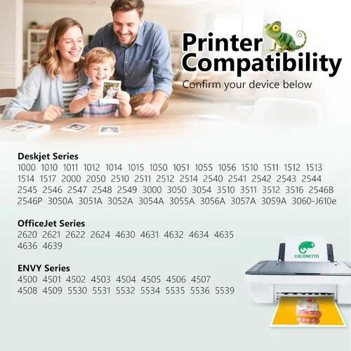 Vista 2 de Cartuchos de tinta 61XL remanufacturados para impresoras de tinta HP 61, color negro y color Envy 4500 5530 4501 4502 5535 Officejet 4630 4635