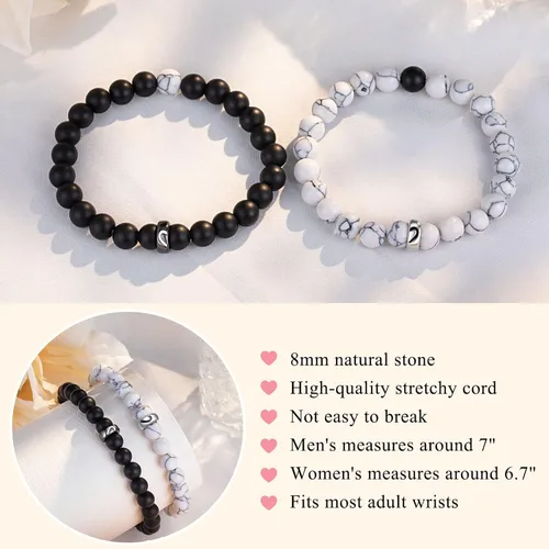 Vista 4 de UNGENT THEM Pulseras de anillo a juego para parejas, regalos para novio, marido, prometido, alma gemela, novia, esposa, día de San Valentín