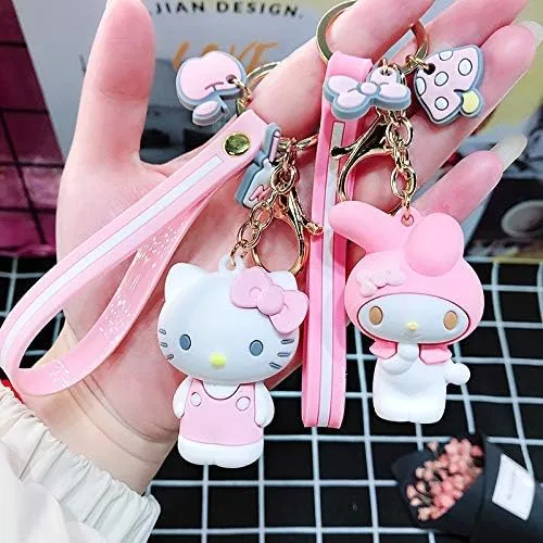 Vista 4 de PaPiJoJo Lindo llavero Kawaii Anime llavero, Hello Kitty, My Melody, Kuromi, Keroppi, Badtz-Maru, Cinnamoroll, Pompompurin