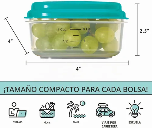 Vista 3 de Fit & Fresh Stak Paks - Juego de recipientes de 1 taza para niños, color verde