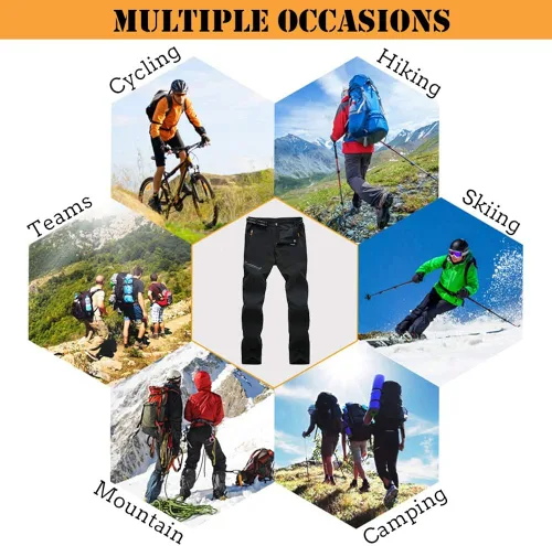 Vista 7 de CARWORNIC Pantalones de senderismo ligeros para hombre, de secado rápido, impermeables, para escalar, con bolsillos con cremallera