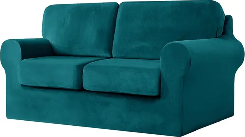 Vista 63 de UNBBRRL Fundas de sofá de 3 piezas para sofá, funda de terciopelo elástico para sillón con 1 funda de cojín de asiento y 1 funda de respaldo