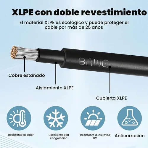 Vista 3 de Cable de Extensión Solar de 8 AWG 3 Pies Negro + 3 Pies Rojo, Cable de Panel Solar de Calibre 8 Macho a Hembra Alambre de Cobre Estañado para Panel