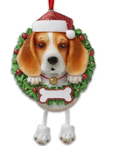 Vista 8 de Adornos de Navidad personalizados para perros 2024 – Corona de perro Beagle Adornos de Navidad para amantes de los perros, adorno de primera Navidad