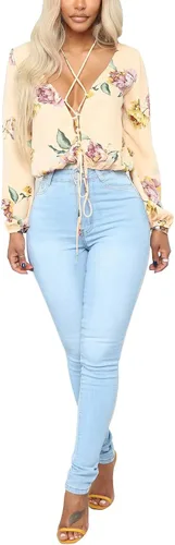 Vista 55 de KUNMI - Pantalones de mezclilla clásicos de cintura alta para mujer, elásticos, con efecto de levantamiento de glúteos, ajustados