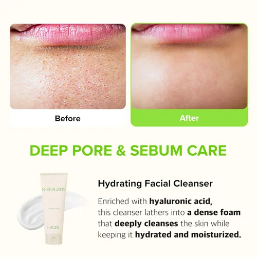 Vista 5 de KLAVUU Lavado facial revitalizante para el cuidado profundo de los poros Limpiador facial hidratante para pieles sensibles con ácido hialurónico