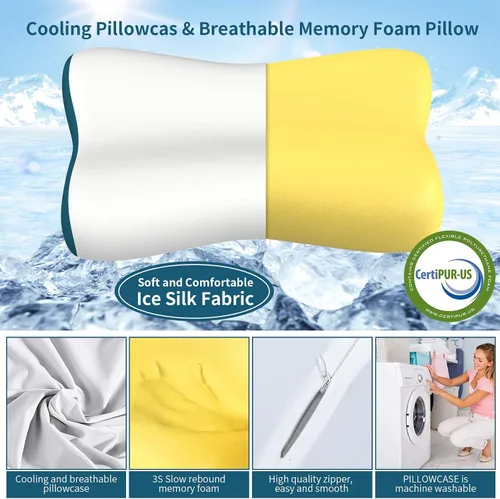 Vista 2 de Cervical Neck Pillow for Pain Relief - Contour Memory Foam Pillows for Sleeping Ergonomic Pillow Cooling Pillow for Neck Support Bed Pillow for Side