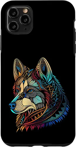 Vista 11 de iPhone 14 Flor Floral Lindo Perro Cara Cabeza Colorida Mandala - Estuche Husky