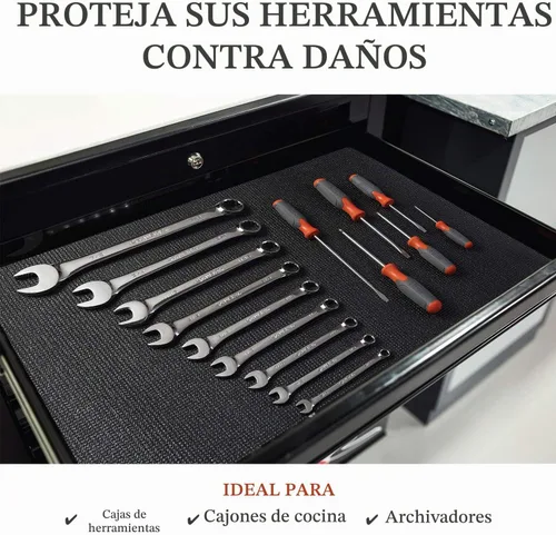 Vista 3 de B&C Home Goods Forro antideslizante para caja de herramientas, ajustable, protege herramientas, 16" x 16 pies