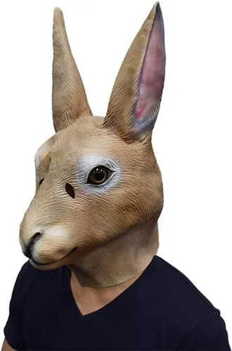 Vista 4 de Máscara de conejo, máscara de látex, máscara de conejo, Pascua, fiesta de máscaras, disfraz de conejo