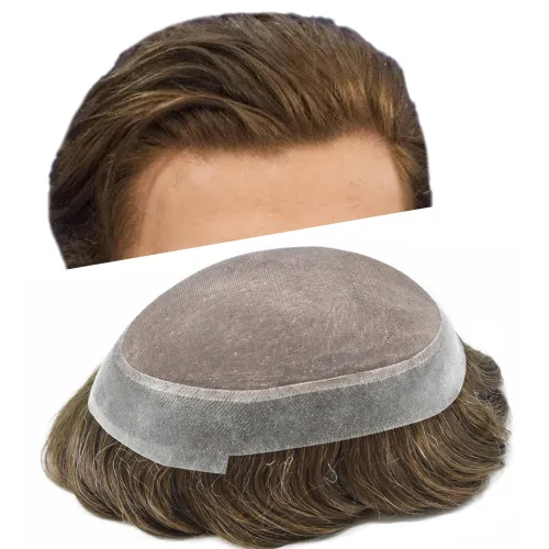 Vista 13 de Toupee For Men Hair Piece Fine Mono Hair System For Men Human Hair Mens Toupee Hair Piece For Men Hair Replacement Protesis Capilar 8x10 Medium